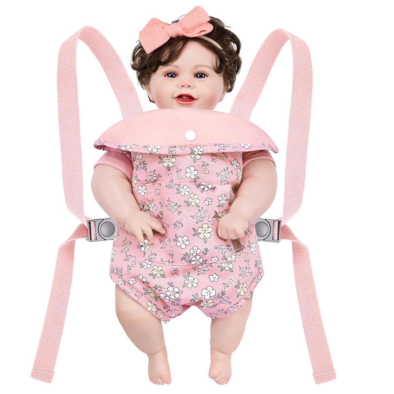 GAGAKU Kleinkind Puppen-Tragesitz Spielzeug Baby Bauchtrage ab 3 Jahre Kinder Tragesitz Puppenzubehör - Rosa - Birnenblüte