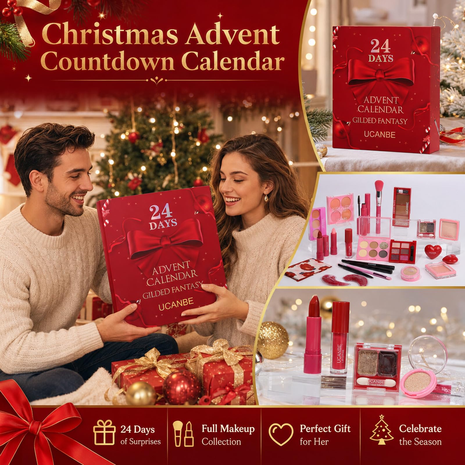 Calendario dell'Avvento del trucco 2026, set regalo di Natale da 24 pezzi, calendario del conto alla rovescia di Natale 2026, set regalo a sorpresa per donne, adolescenti e ragazze