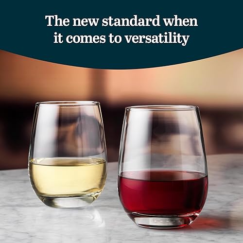 Vista 8 de Libbey 231SM - Juego de 12 copas de vino sin tallo, color gris piedra lunar, copas de vino tinto y blanco de calidad de restaurante, juego de vasos