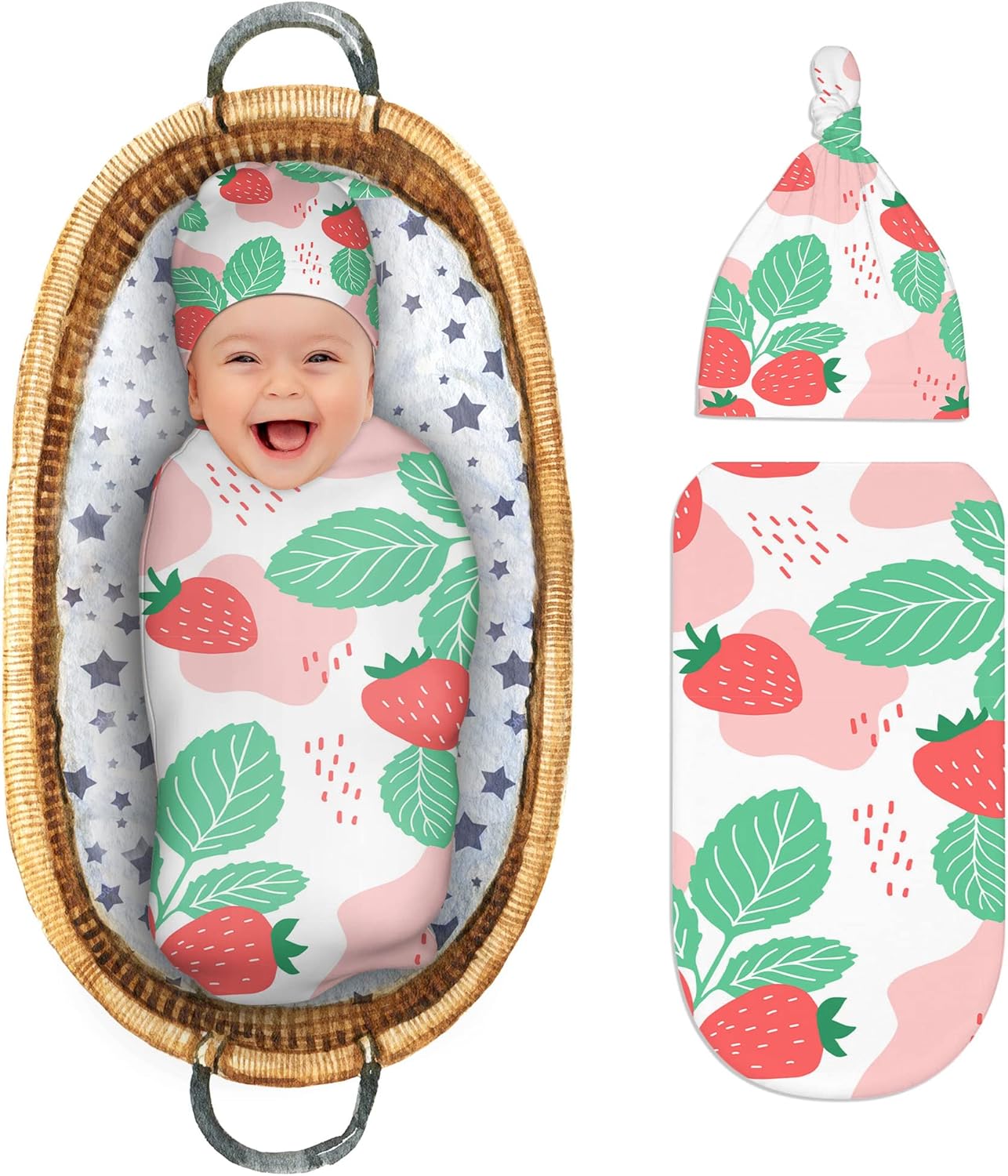 Strawberry Swaddle Theme Newborn Baby Swaddle Set Infant