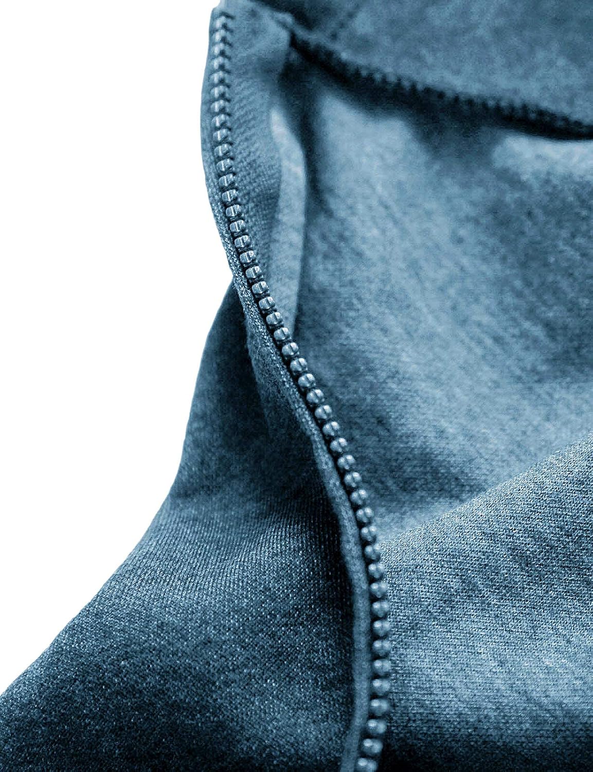 Ohoo Mens Slim Fit Long Sleeve Lightweight Zip-up Hoodie With Kanga Pocket Dcf136-smokey Blue(inside Pocket) Medium