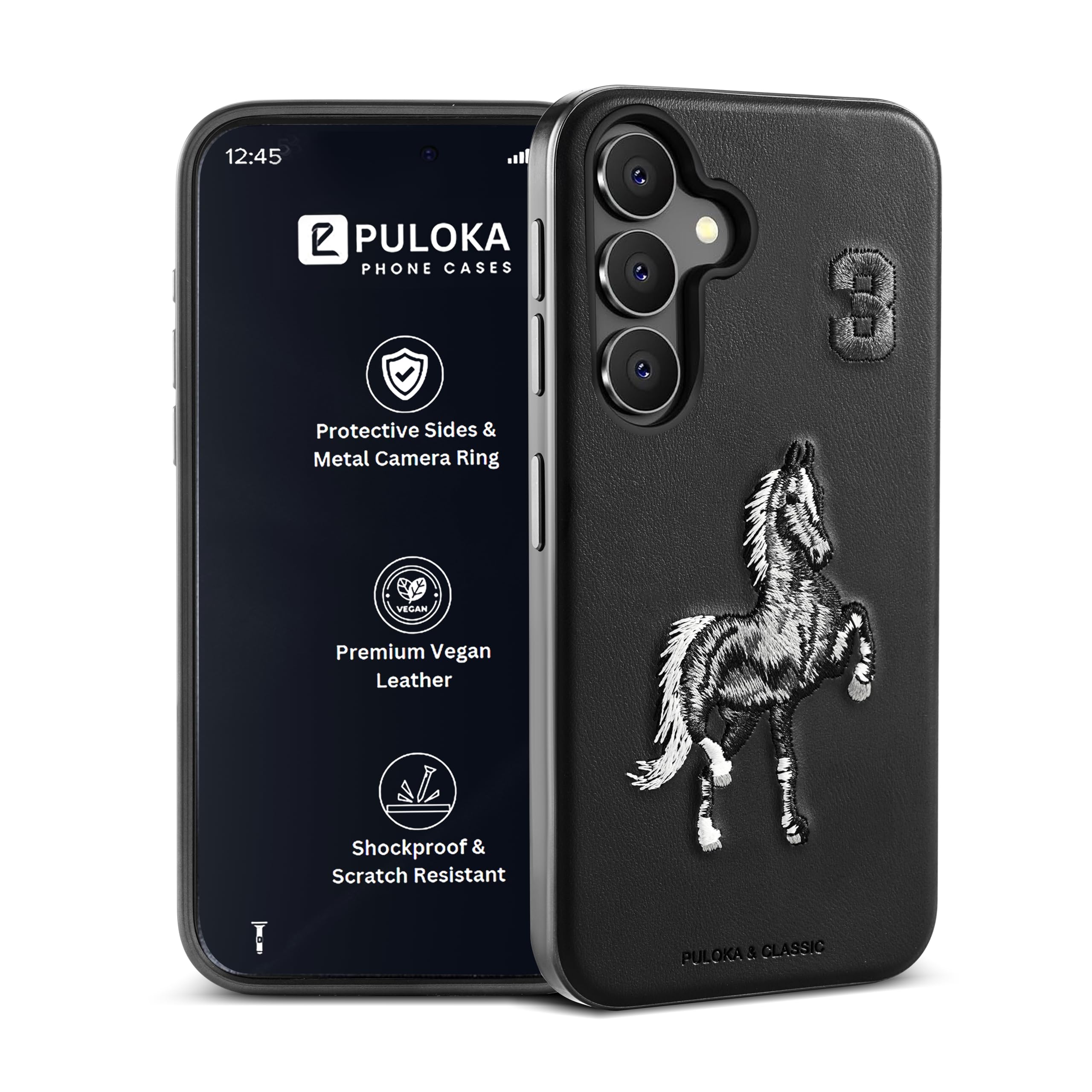 PULOKA Horse Embroidery Samsung S24 Case Black - Image 1