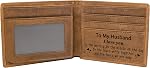 Engraved Genuine Leather Man Wallet - Personalized RFID Blocking Bifold Stylish Brown Wallets to My Man Brithday Father's Valentine's Day Gifts