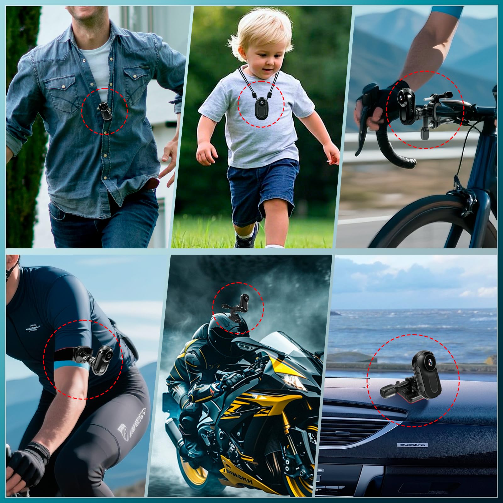 Camera Moto 2K WiFi 120° IP65, Dashcam avec G-Sensor