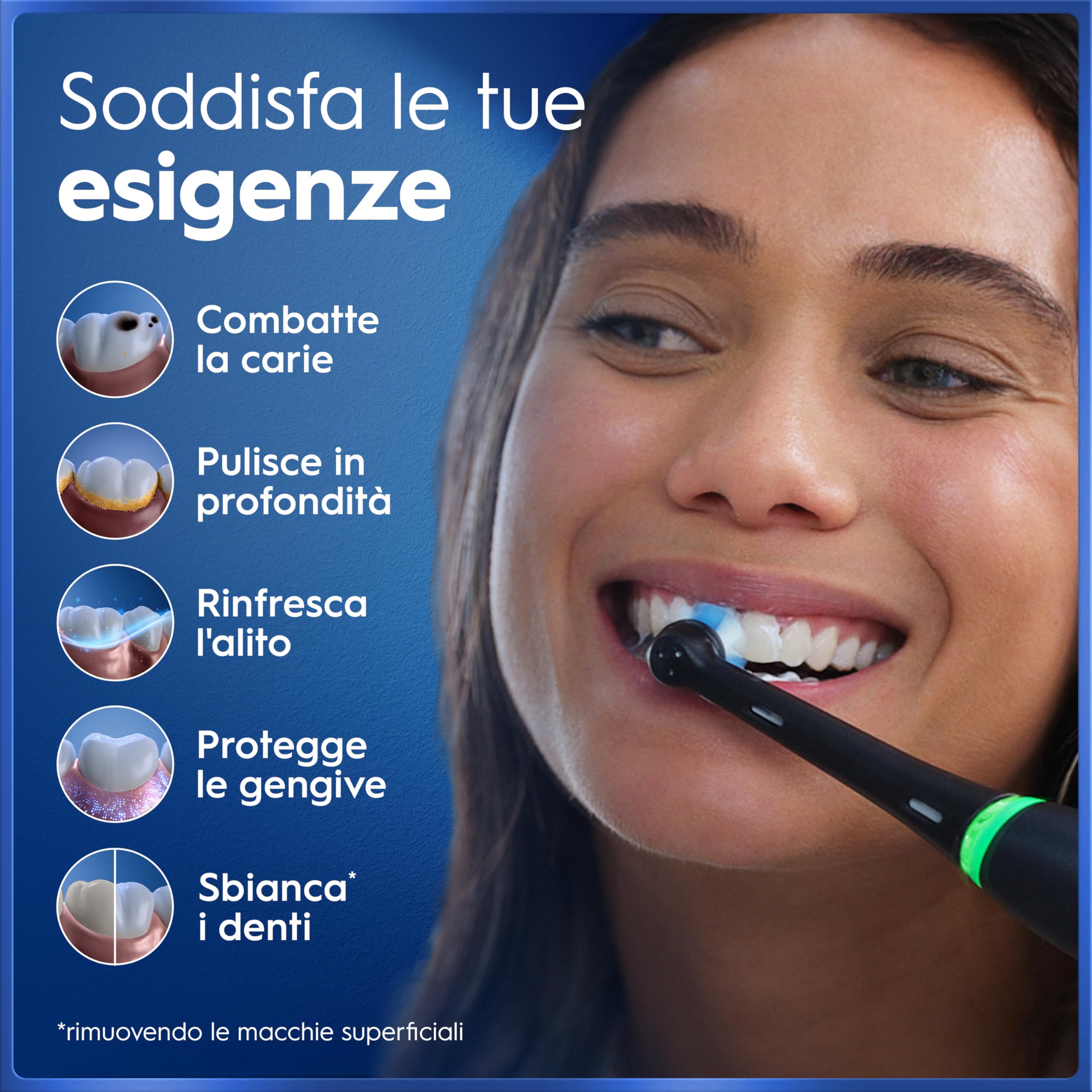 Oral-B iO 5 Spazzolino Elettrico, con 3 Testina di Ricambio, Custodia, Nero - 3 Testine di Ricambio per Spazzolino Elettrico, Ricaricabile, Custodia da Viaggio, Sensore di Pressione, Pulizia Denti