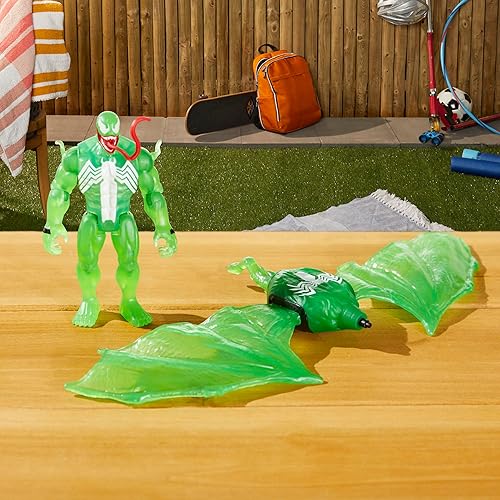 Miniatura 4 de Marvel Epic Hero Series Web Splashers Green Symbiote Venom Hydro Wing Blast, figura de acción y juego de vehículos, juguetes de superhéroe de