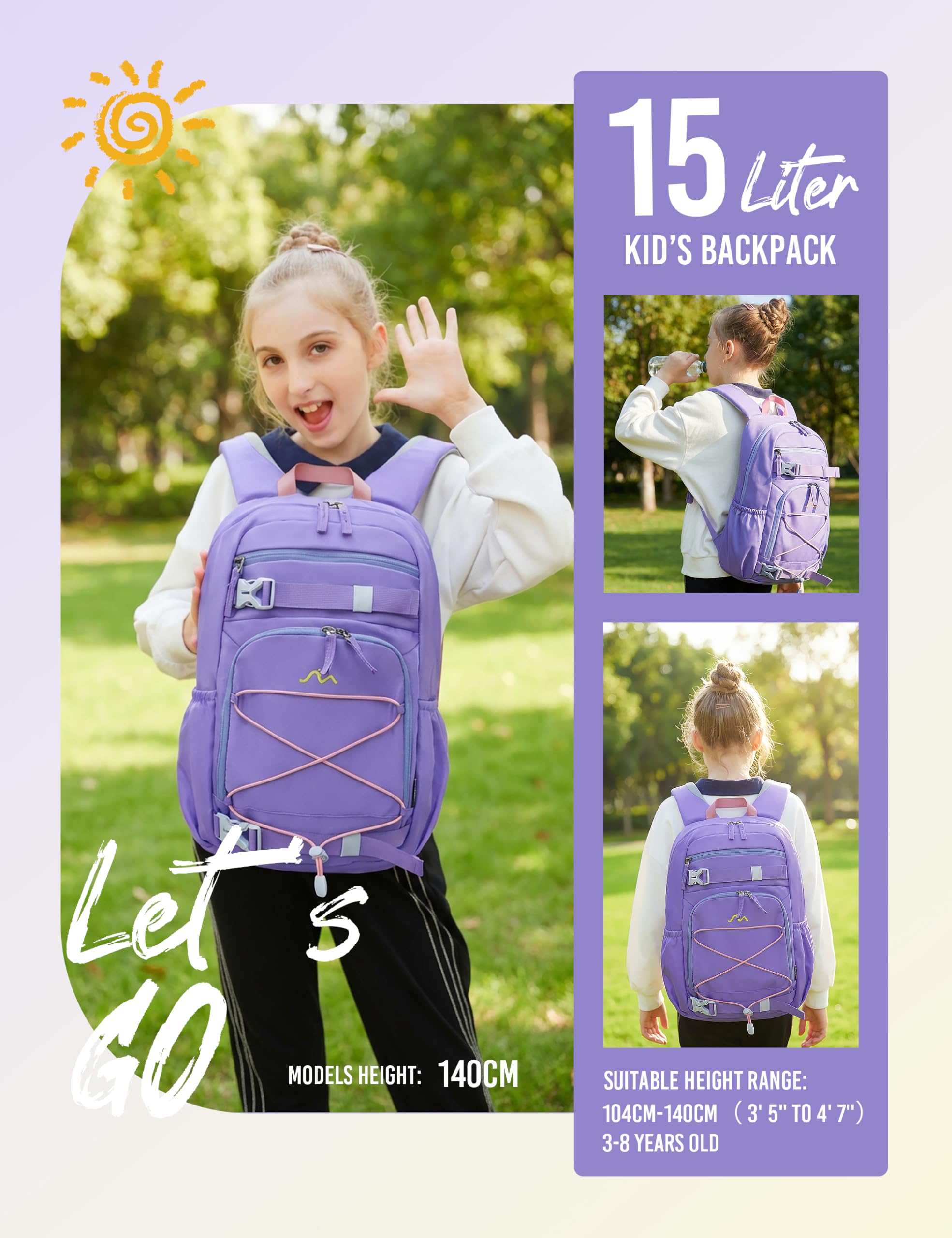 Mountaintop Kinderrucksack Mädchen Jungen Schulrucksack Schultasche für Schule Wander, 15L, 25 x 14 x 41 cm