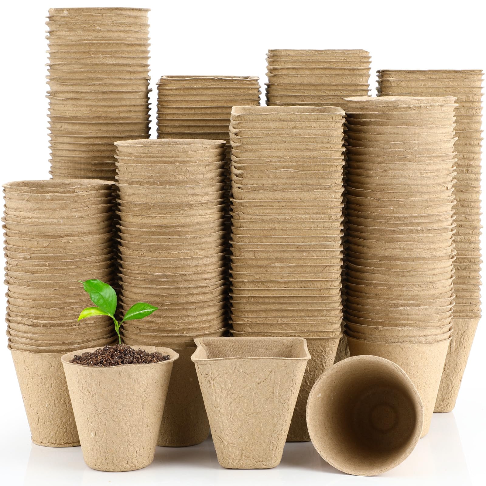Peat Pots for Seedling 3.15 inch Plant Seed Starters Round and Square Nursery Pots for Flowers Vegetables Seed Germination(300 Packs)