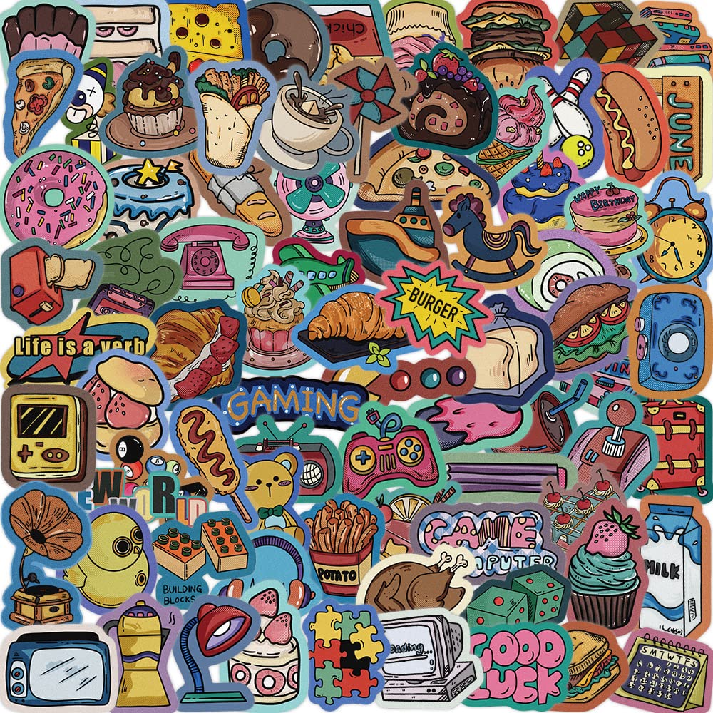 50Pcs Retro Stickers Laptop Car Scrapbook Phone Skateboard Suitcase Luggage Bike Retro Stickers Vinyl Waterproof Aesthetic Personalised Stickers for Teens Boys Girls Adults Children