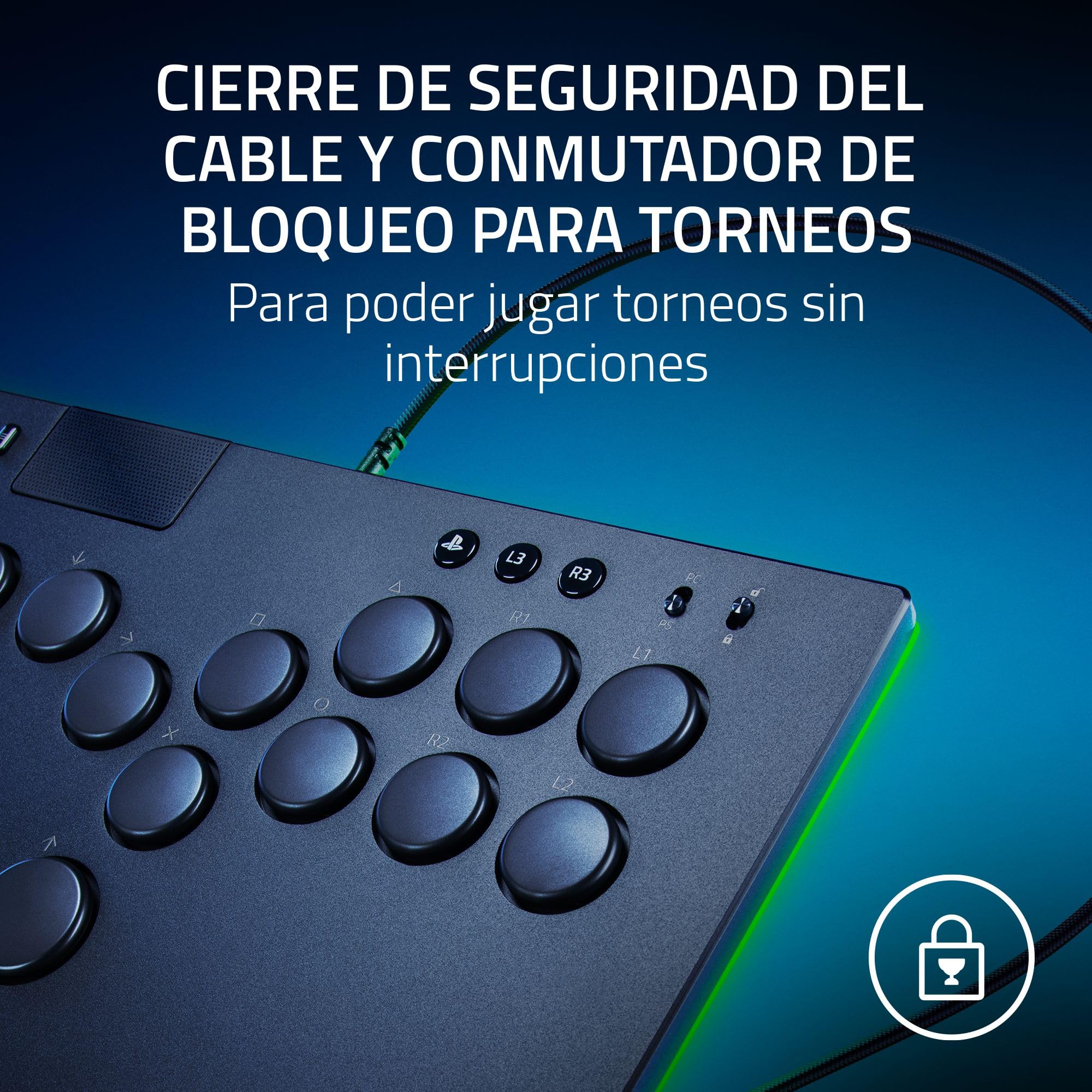 Razer Kitsune - Mando Arcade óptico multibotón para PS5 y PC (Disposición precisa de los botones de movimiento cuádruple, Switches ópticos de perfil bajo lineales Razer) Negro