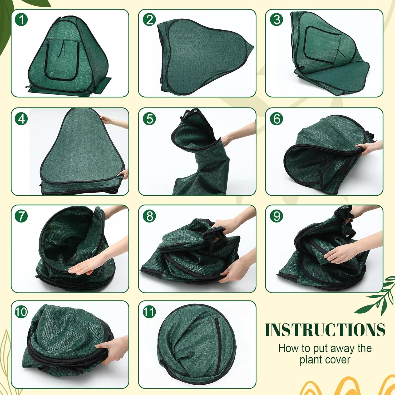 4 Pack Pop up Plant Covers with Zipper Door and Stakes, 80% UV-Resistant Shade Net Tents for Garden Pest Guard Plants Sun Protection(22 x 22 x 23 Inches)
