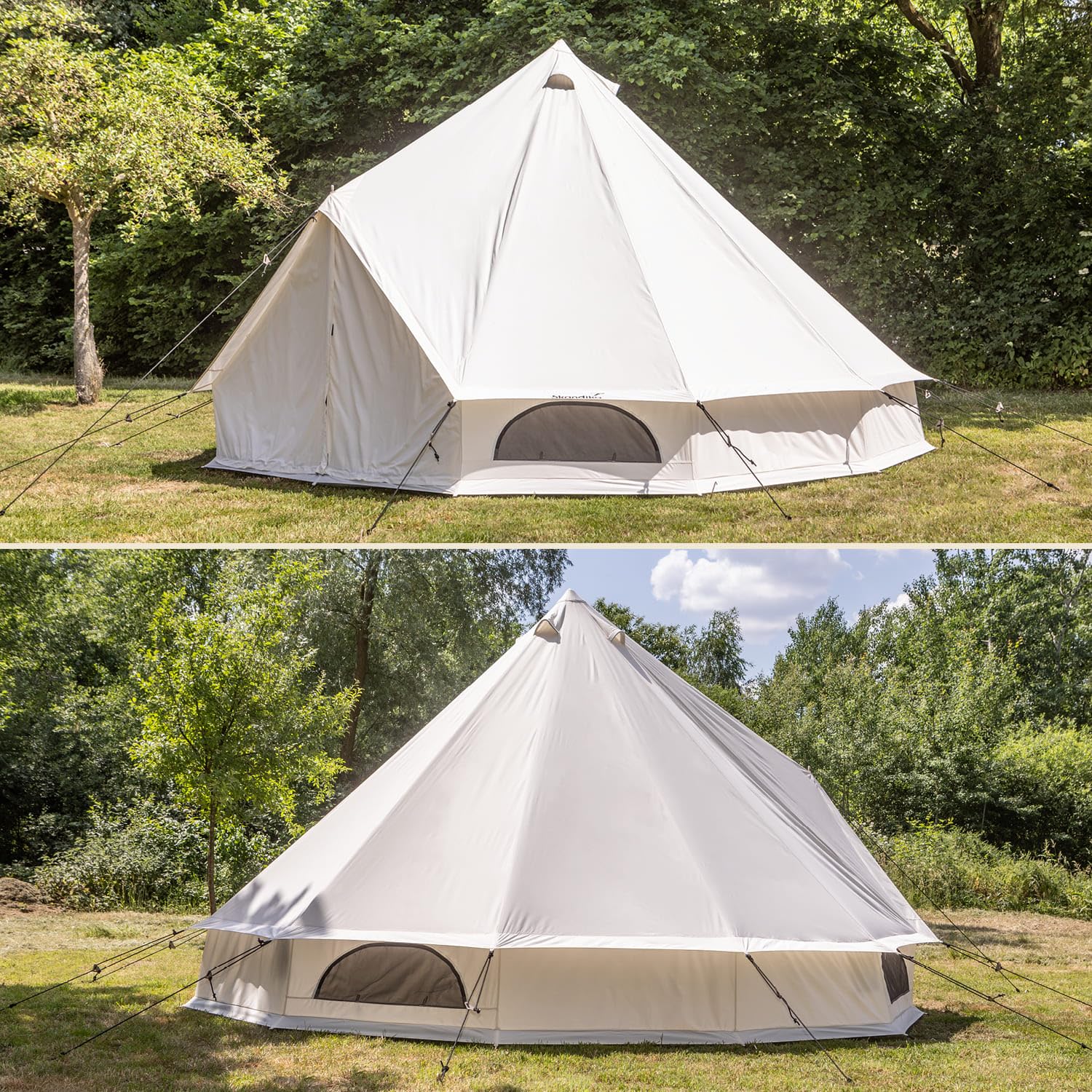 Skandika Tipii 400/500 Tente tipi 8/10 Personnes | Tente étanche en Coton, Colonne d'eau 4000 mm, moustiquaire | Yourte, Tente de Glamping, de Festival