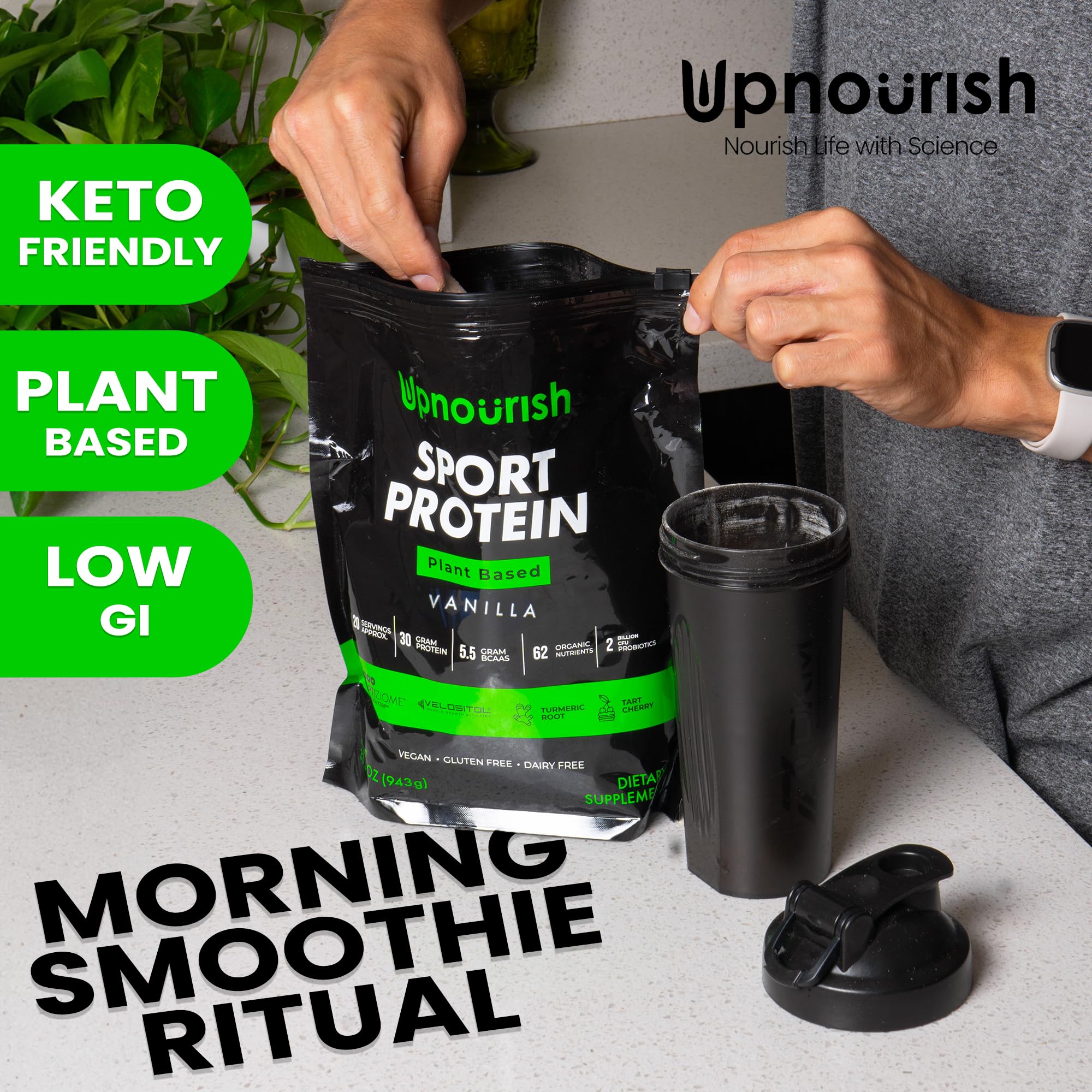 Vegan Sport Protein Powder Vanilla – 30g Plant Based Protein, VELOSITOL, BCAAs, Organic Greens & Fruits, Probiotics, Tart Cherry for Post Workout Recovery, Inform Sports Certified Keto - 20 servings