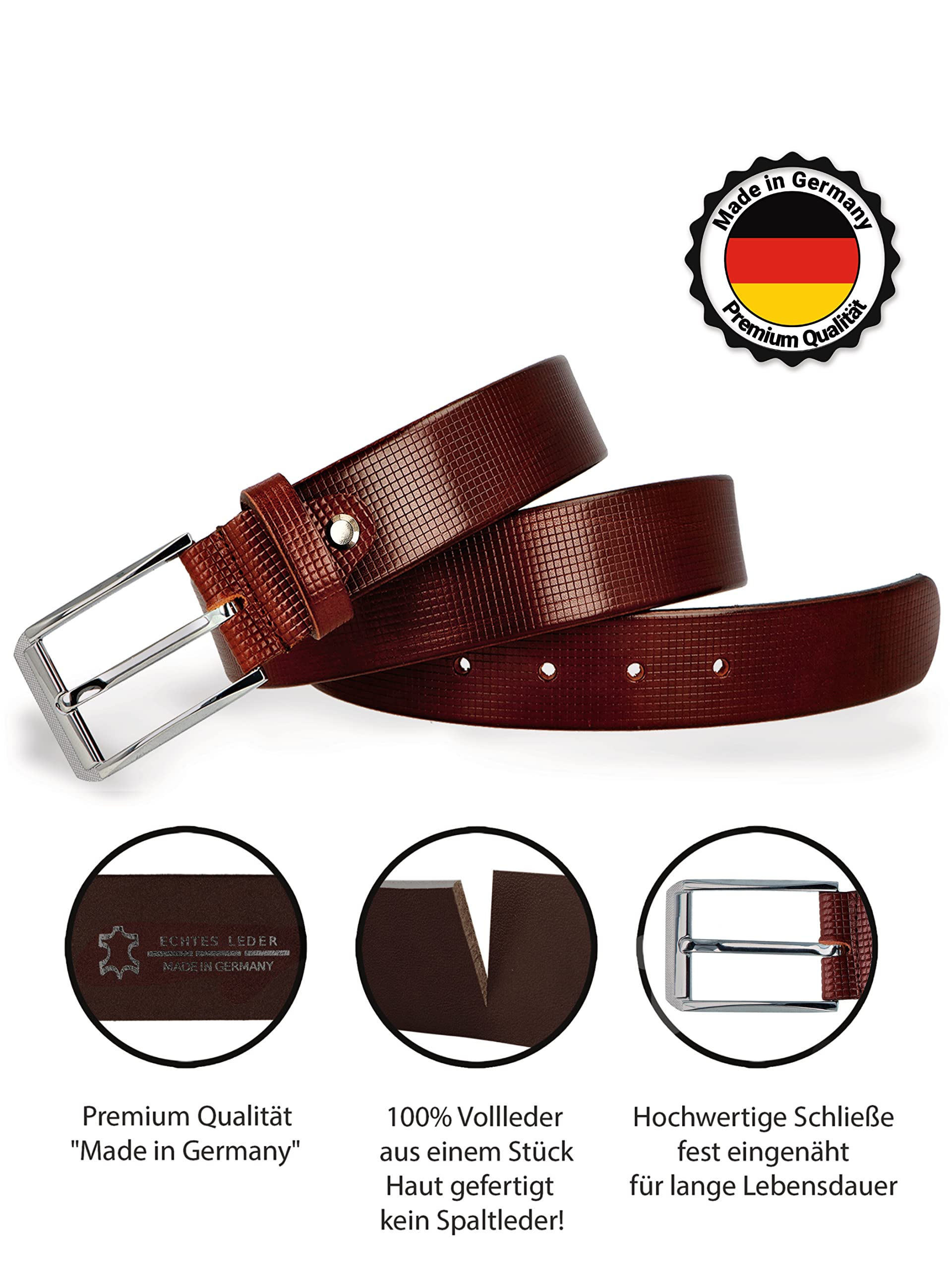 Business Ledergürtel Herren inkl. Geschenkbox Made in Germany - Echt Leder Gürtel Anzug 35mm