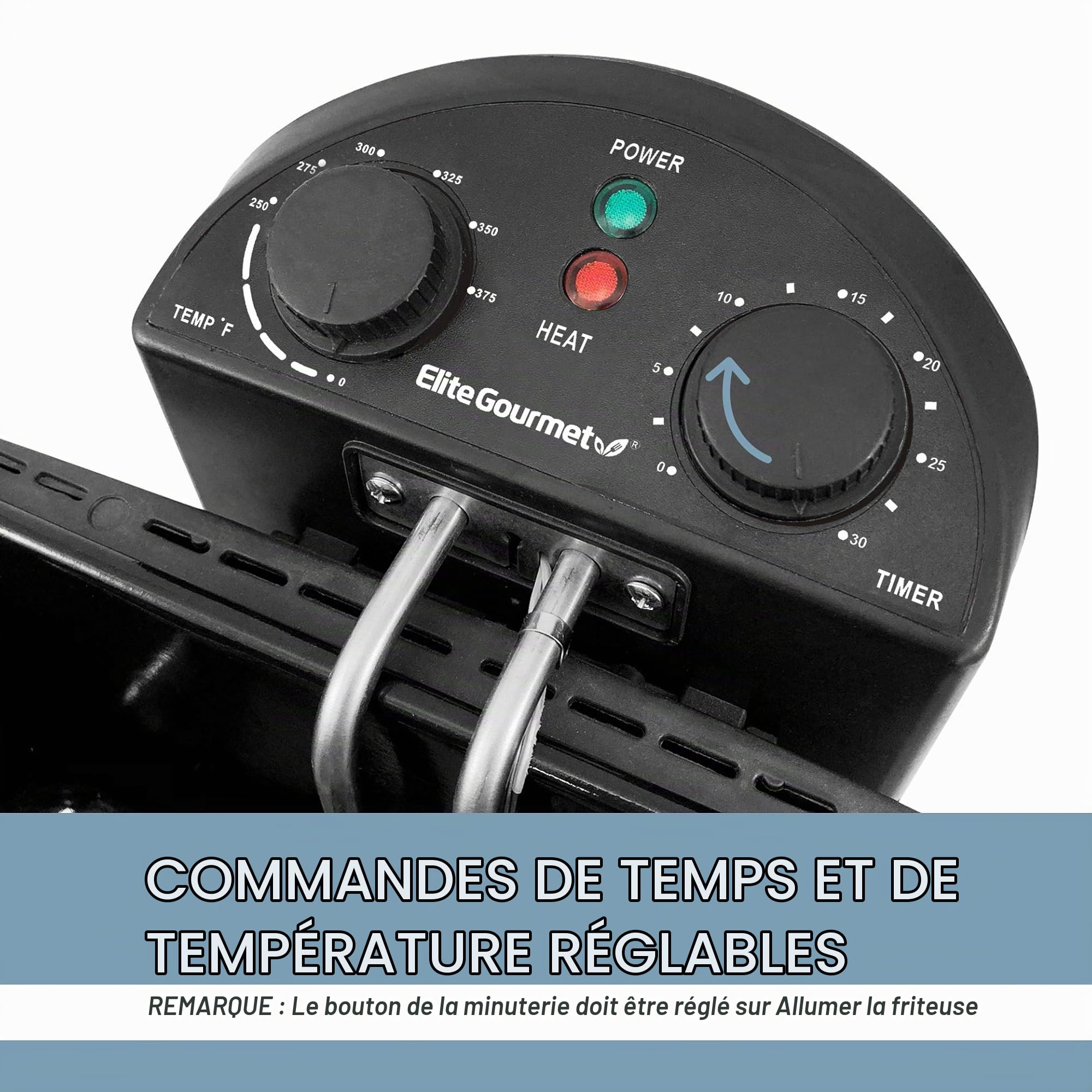 Elite Gourmet EDF-401T Friteuse électrique à 3 paniers, 1 700 W, minuteur, température réglable, couvercle avec fenêtre d’observation et filtre anti-odeur