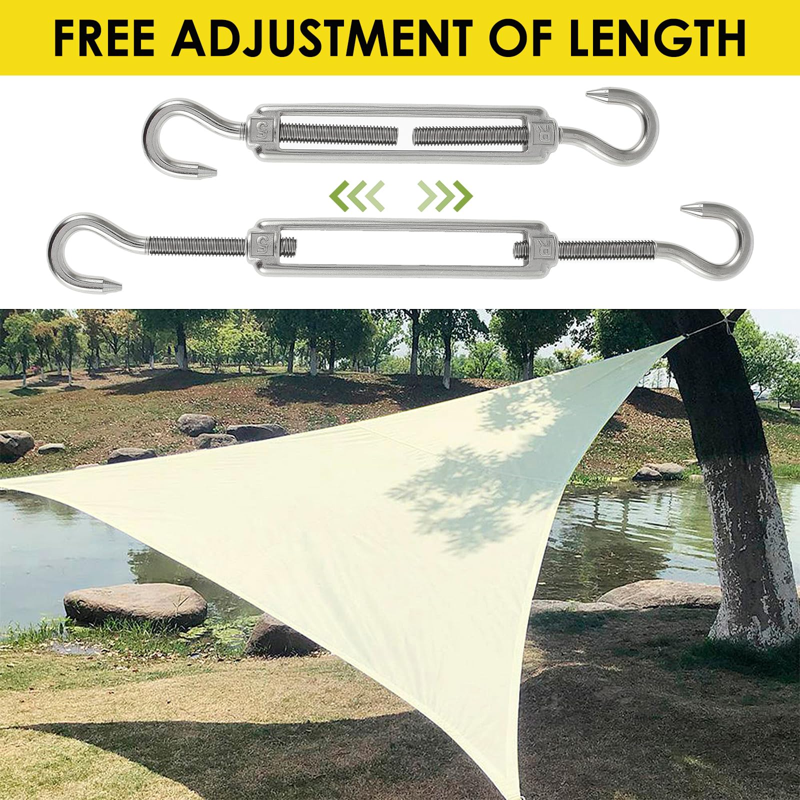 Kit de 80 piezas de accesorios para toldo, acero inoxidable 304 con tensores de 6 pulgadas para instalación de toldo rectangular triangular, resistente al aire libre, patio, jardín, pérgola, patio