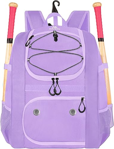 Miniatura 9 de MATEIN - Bolsa de sóftbol, mochila de béisbol ligera con compartimento para zapatos, gancho para valla para bate y equipo de TBall Bate, regalos