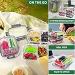 Conteneurs de préparation de repas en verre 3 Compartiments avec des lids pour la garde-manger et la cuisine. BPA Boîtes à déjeuner en verre gratuit Bento pour micro-ondes, congélateur et lave-vaisselle