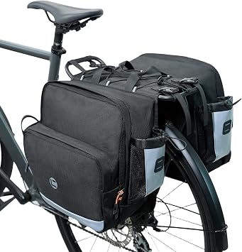 Bike Saddle Bags for Rear Rack, 30L Large Capacity Bike Panniers, Waterproof Double Bicycle Trunk Bag with Reflective Strips, Bike Accessories for Road Mountain Cycling Traveling Commuting