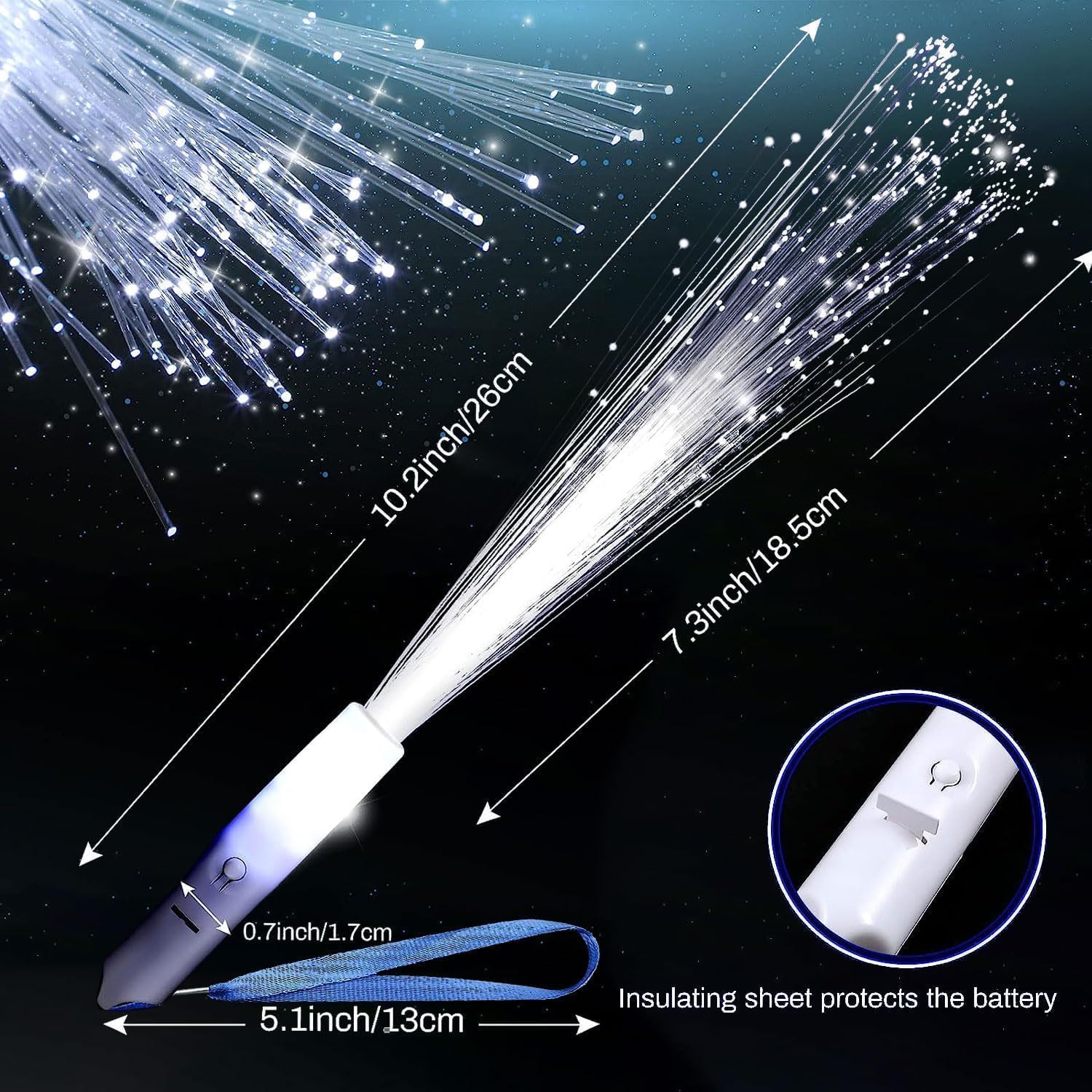 72 bastoncini luminosi in fibra di vetro bianco per matrimoni, ghirlanda luminosa in fibra di vetro, luci al buio, matrimoni, feste, regalo di compleanno per bambini, concerti