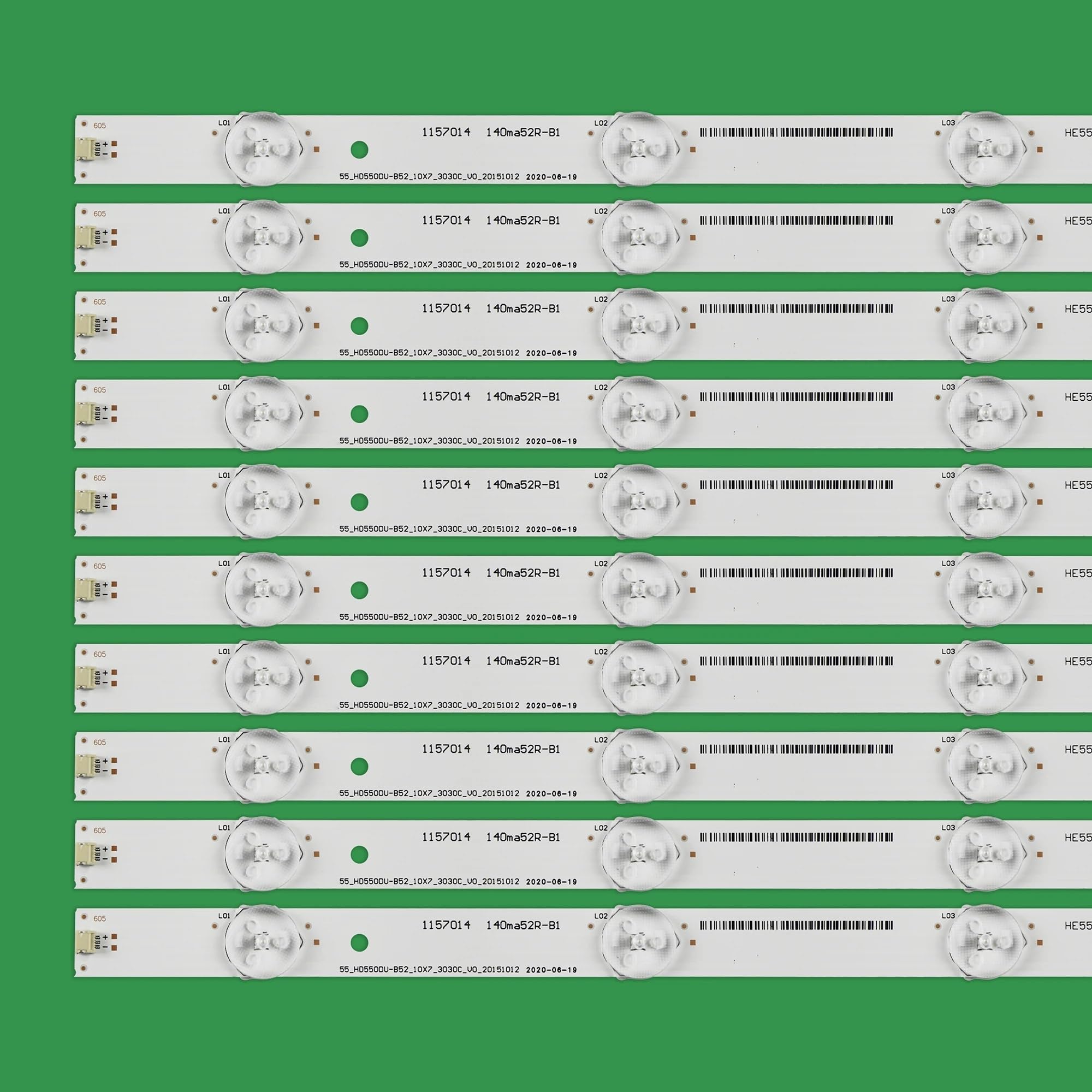 Kit de 10 tiras LED de retroiluminación de 7 pulgadas para_55, compatible con HD550DU-B52_10X7_3030C_V0_20151012, 55H8C, 55K3300UW, H55M3300 y H55M3000.