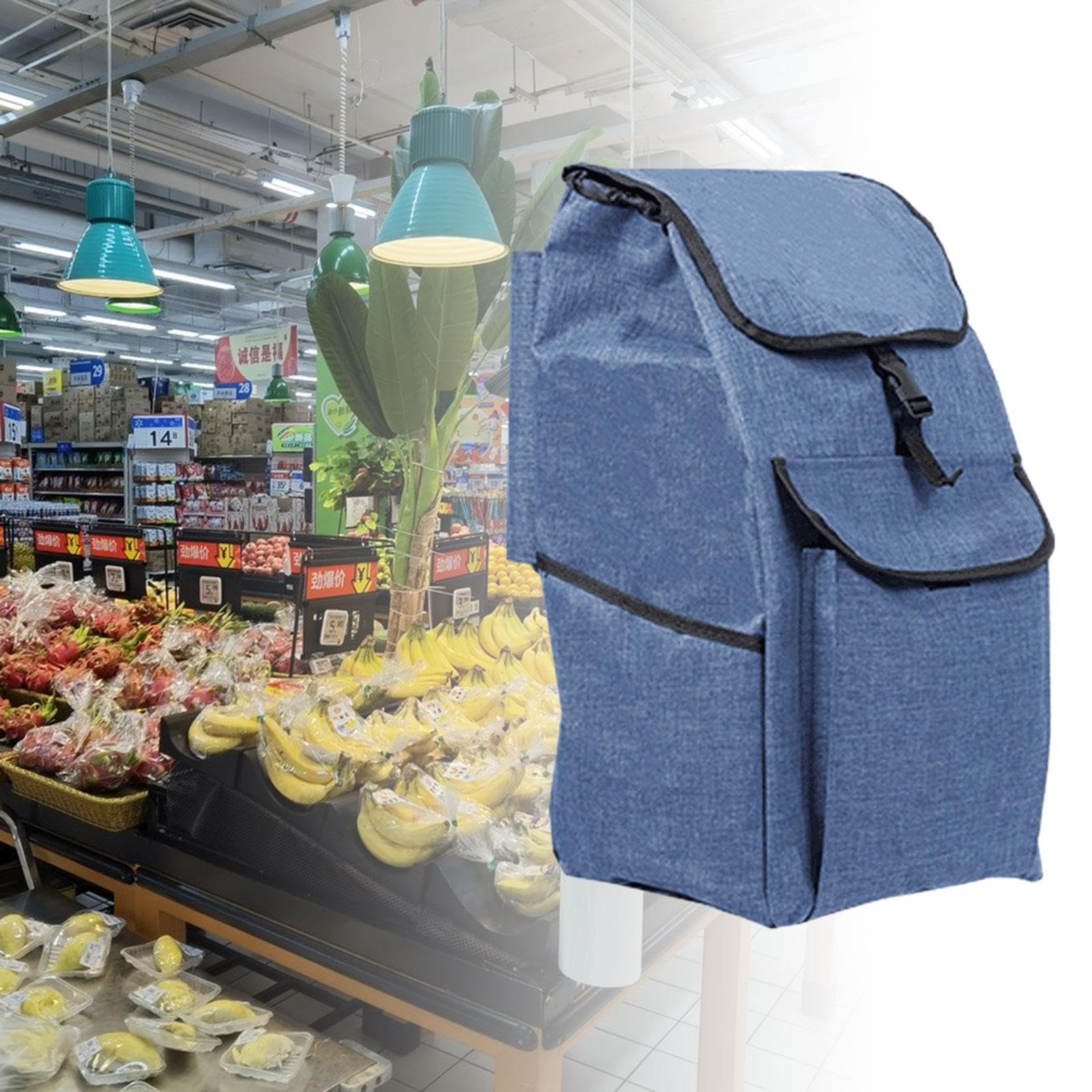 Milageto Borsa di ricambio per carrello della spesa Borsa per carrello della spesa Borsa per carrello addensata pieghevole di grande capacità resistente, B