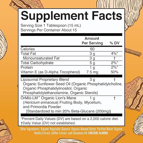 Miniatura 2 de MaryRuth Organics Suplemento de melena de león  Liposomal de ultra absorción  Hongo melena de león de espectro completo  200 mg de beta-glucanos por