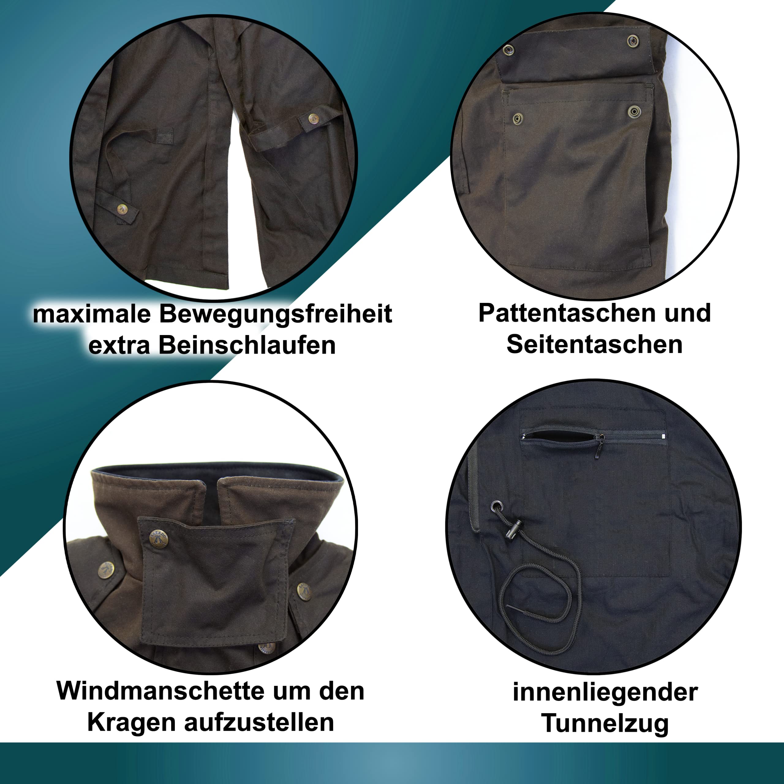 Outbacker Ölzeug Mantel mit herausnehmbaren Winter Innenfutter in schwarz & braun