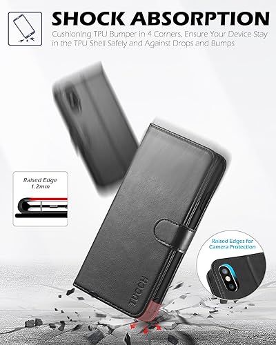 Miniatura 6 de TUCCH Funda tipo cartera para iPhone Xs Max, piel sintética con ranura para tarjetas de bloqueo RFID, soporte encendido automáticoapagado automático