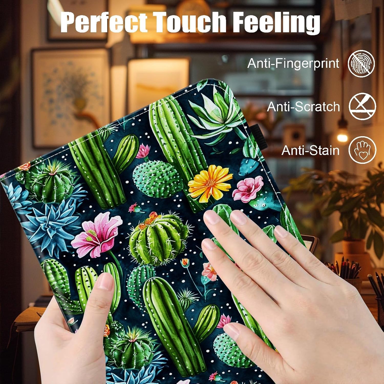 Case for iPad (A16) 11th Generation 11 Inch 2025, iPad 10th Generation 10.9 inch 2022,Card Slot PU Leather TPU Case Pen Holder Auto Wake Sleep,Cute Cactus