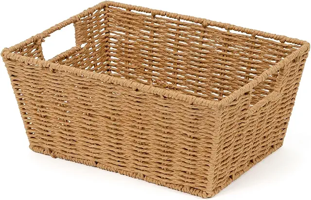 Etna Natural Wood Storage Basket, Medium Size for Home Organization