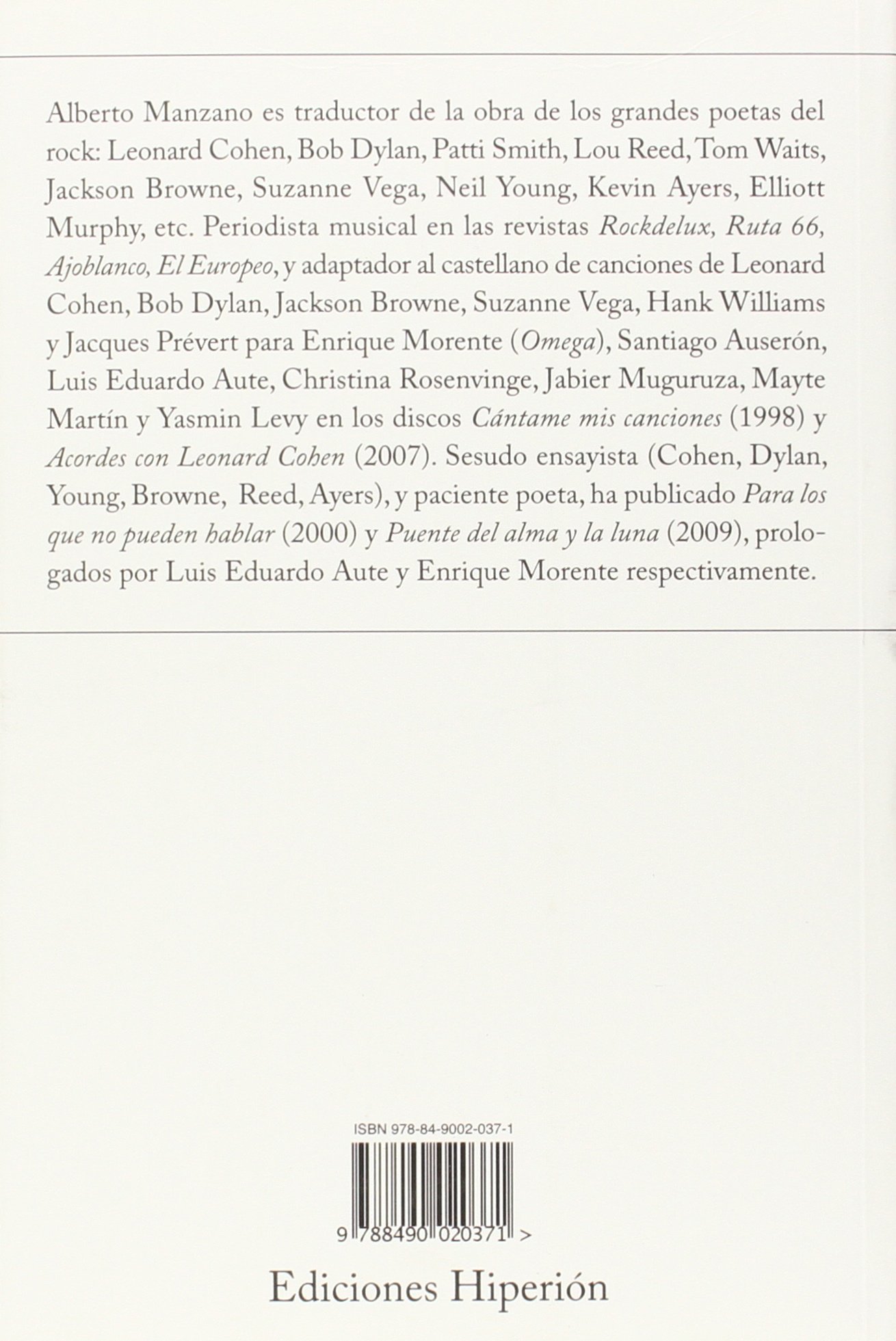 Antología poética del Rock: Selección y traducción: Alberto Manzano Lizandra (poesía Hiperión)