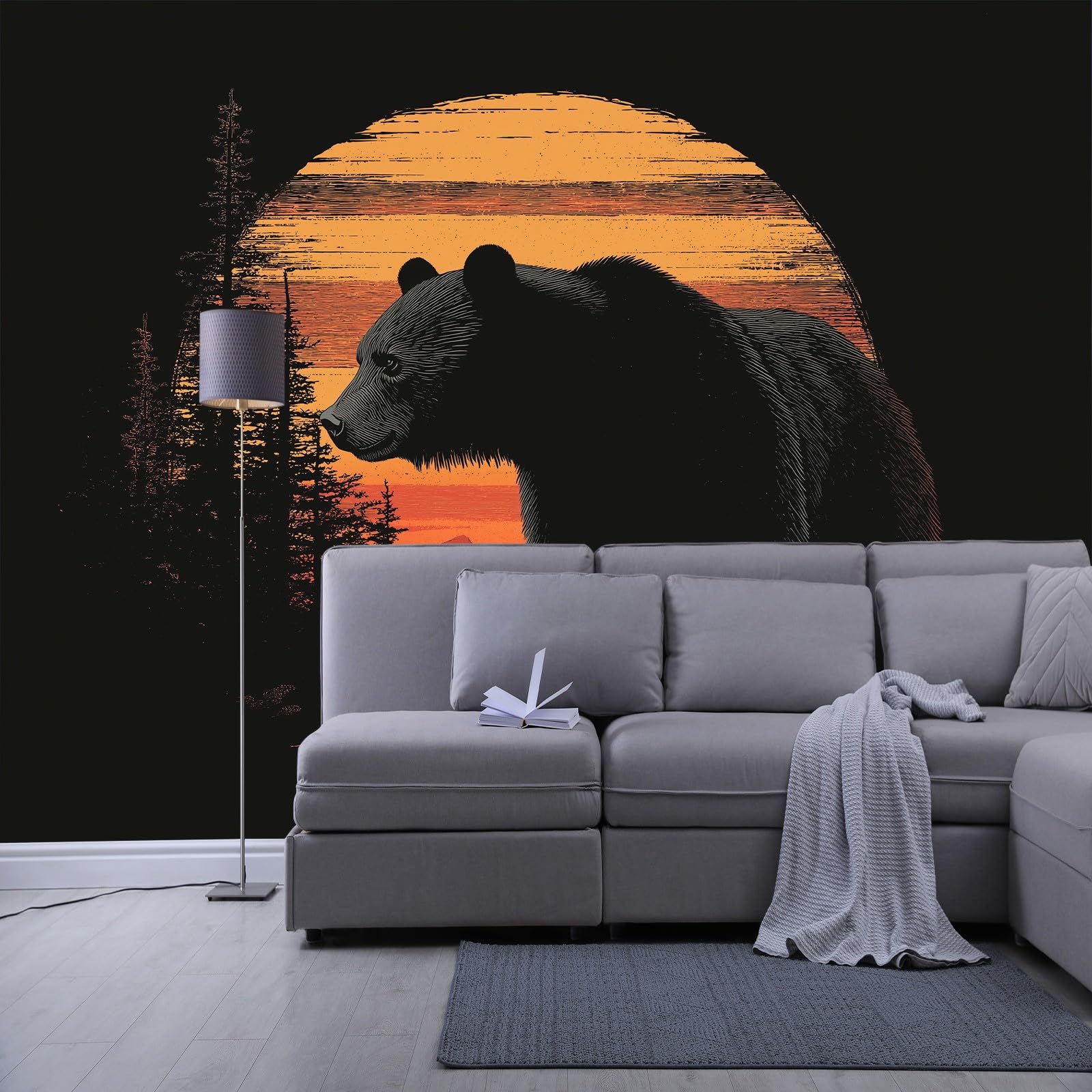 Tapeta ścienna z motywem zwierzęcym czarnym niedźwiedziem, tapeta ze zdjęciem, motyw zwierzęcy, czarny miś, tapeta ścienna, 350 x 256 cm (szer. x wys.), dekoracja ścienna, tapeta ścienna, dekoracja