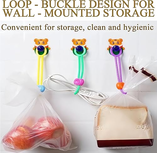 Miniatura 5 de Explainout - Sellador multiusos, sellador multiusos, lazos de sellado multiusos reutilizables, alta elasticidad, organizador de cordón elástico para