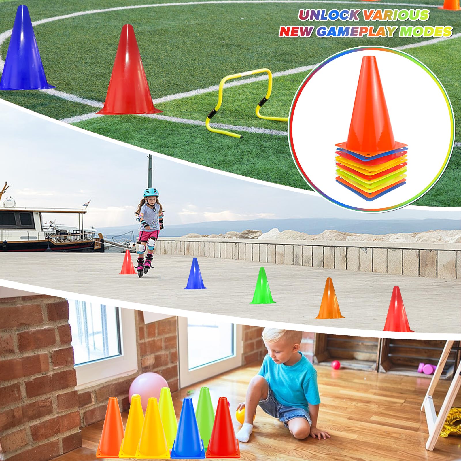 Cônes De Signalisation Cônes d'Entraînement De Football Cônes De Marquage 12 Pièces pour Le Sport, Les Jeux d'enfants, Le Football, l'Entraînement des Chiens, l'Entraînement des Chevaux