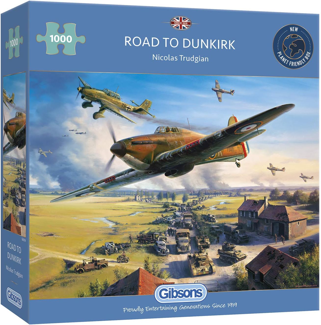 Road to Dunkirk 1000 Piece Jigsaw Puzzle | Sustainable Puzzle for Adults | Premium 100% Recycled Board | Great Gift for Adults | Gibsons Games