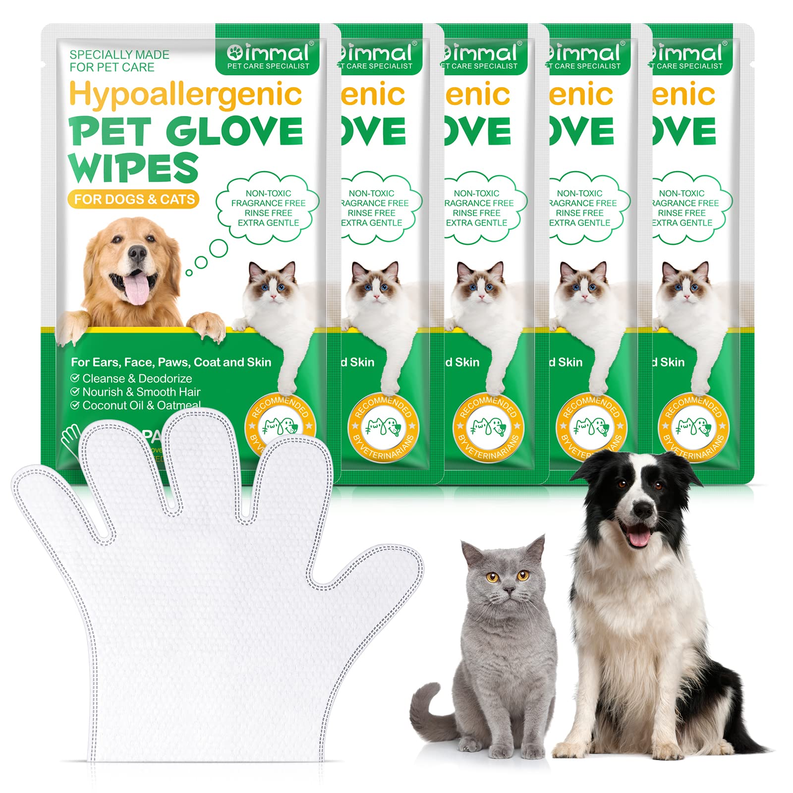 Dog Cleaning Wipes Gloves, Cleaning & Deodorizing Pet Oral Wipes for Cat Cleansing Teeth Glove Wipes - Reduces Plaque and Freshens Breath, Also Used for Cleansing Paws, Eyes, Ears, Butt, Chin - 6PCs