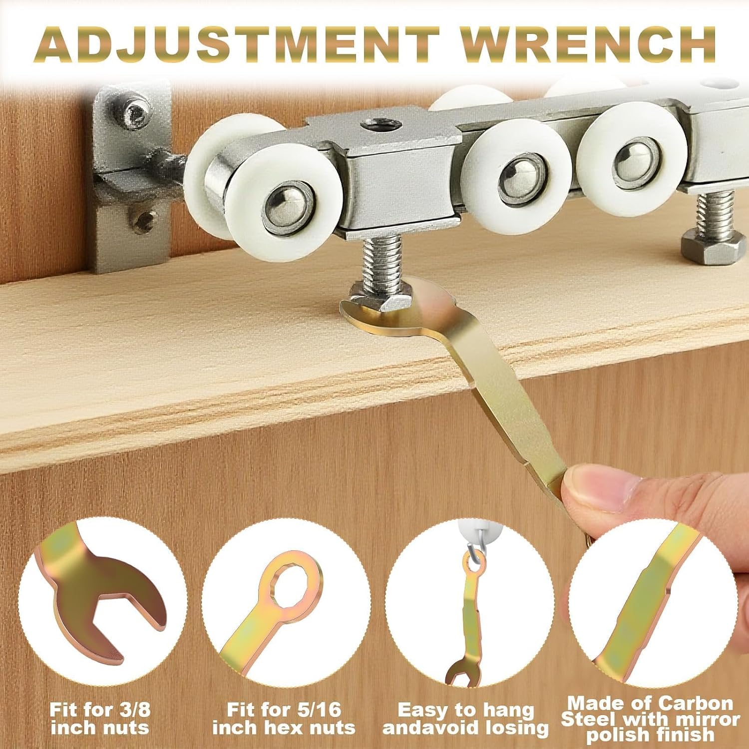 2PCS 3/8" Pocket Door Wrench, 3/8" Bi Fold Door Tool for Home Repair, Pocket‘s Door's Adjustment Wrench Pocket Door Tool N7164 for Home forr Hardware Repair 3/8-inch