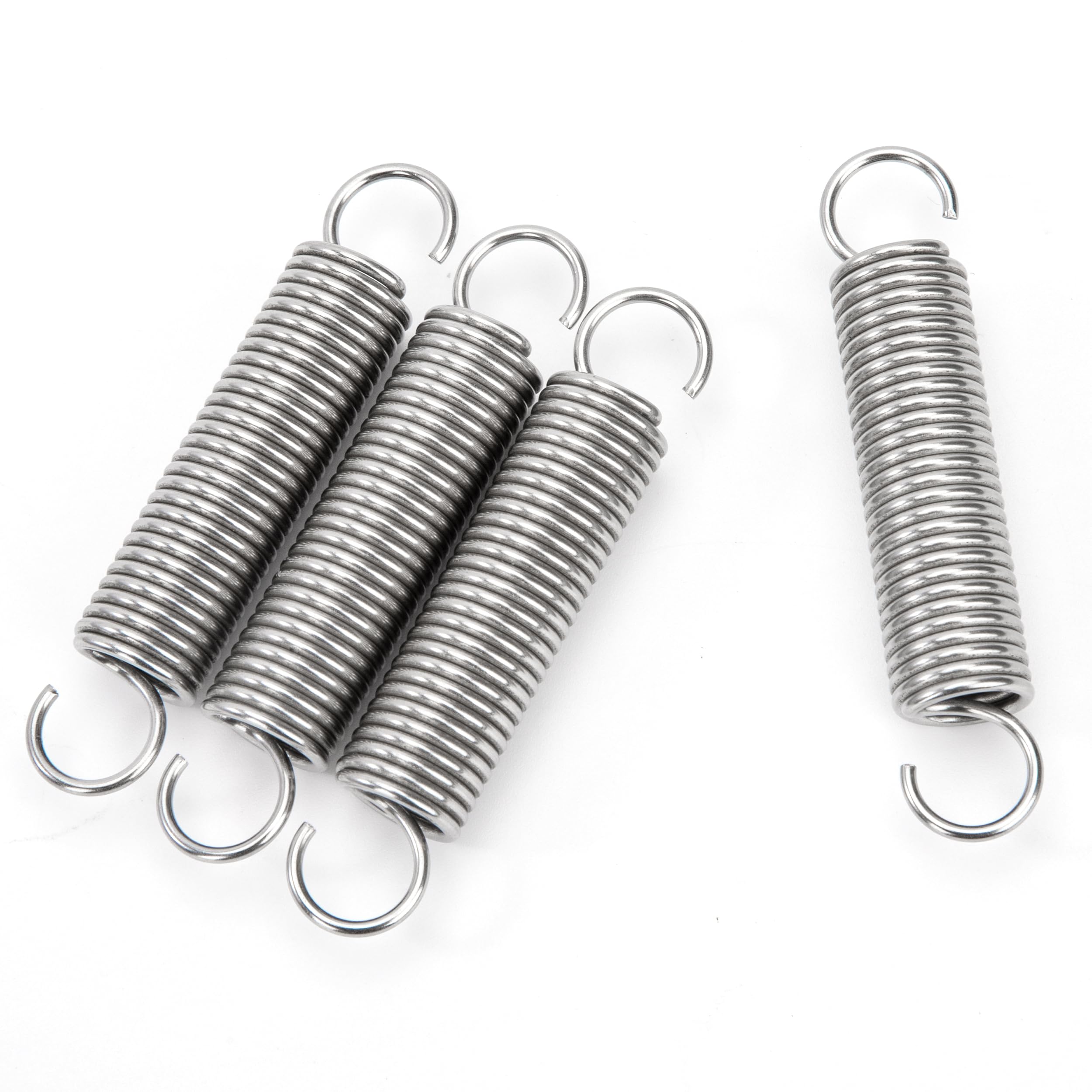 Sprężyny naciągowe 60 mm sprężyna ciągnąca podwójny hak ze stali nierdzewnej średnica drutu 1,4 mm średnica zewnętrzna 12 mm ciągnięcie 4,87 kg 4 sztuki