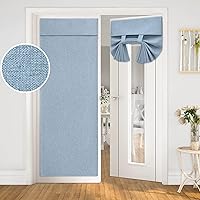 Vista 14 de HOMEIDEAS Cortinas opacas de lino con luz lateral para puerta delantera, cortinas de ventana de puerta lateral, ventana pequeña, decoración moderna
