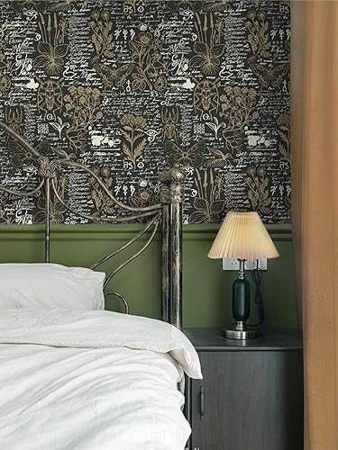 Miniatura 5 de Heroad Papel tapiz autoadhesivo para despegar y pegar, papel de contacto con hojas negras y marrones, papel de pared extraíble para cuarto de bebé,