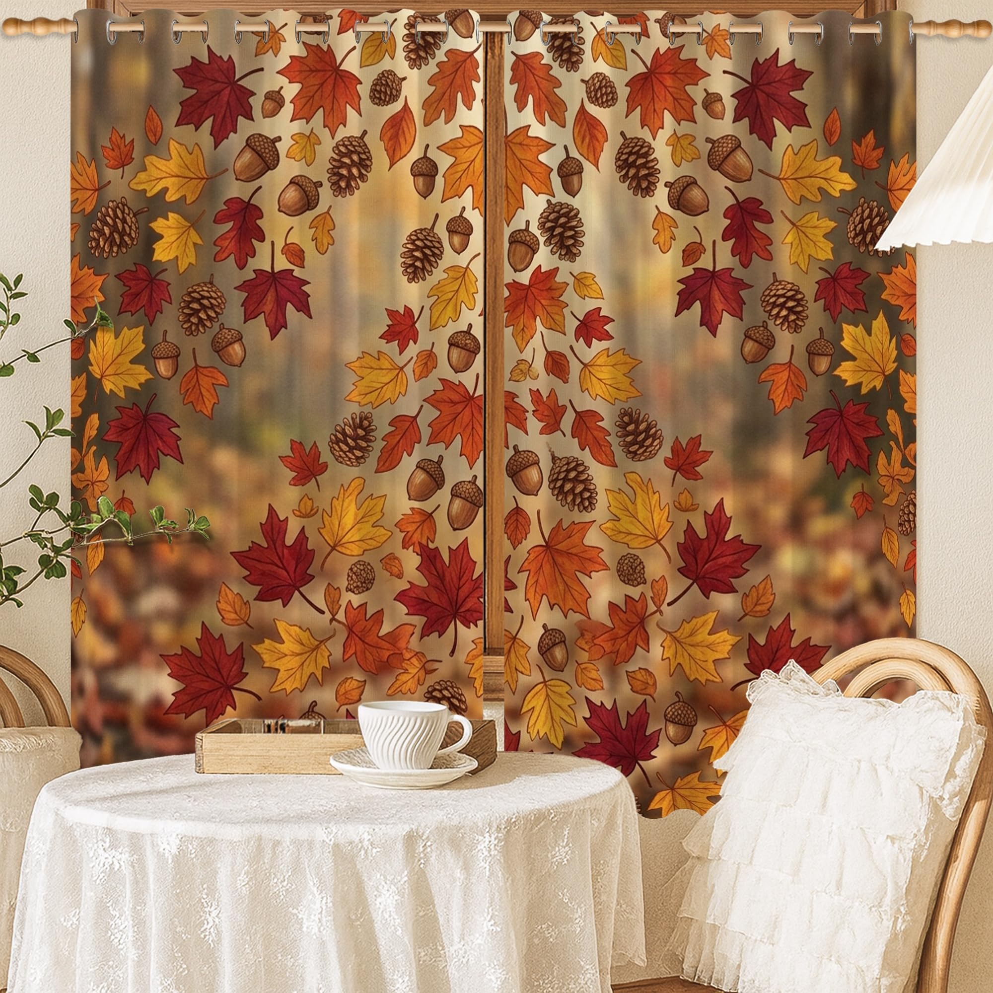 Rideaux occultants thermiques d'automne rouge pour un sommeil parfait