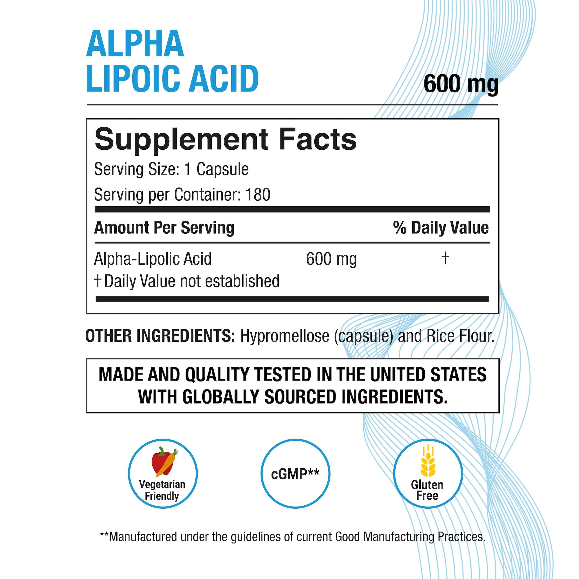 Puregen Labs Alpha Lipoic Acid 600mg High Potency, 180 Vegi Capsules — Amazon image 2
