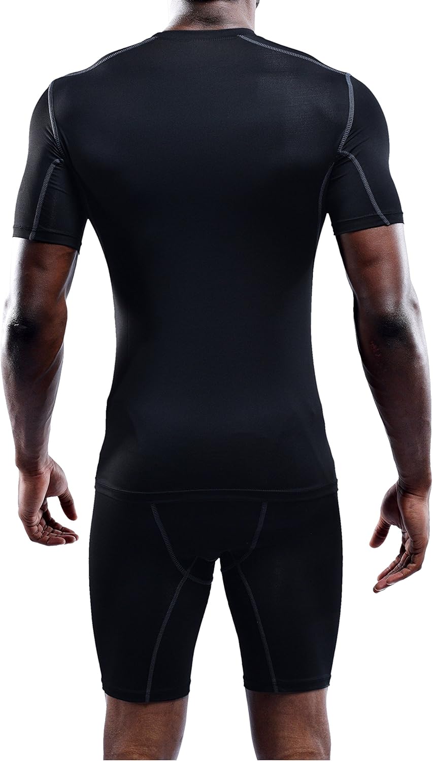 NELEUS Men's 3 Pack Athletic Compression Base Layer Workout Shirt Large 5003# Black/Black/Black,3 Pack