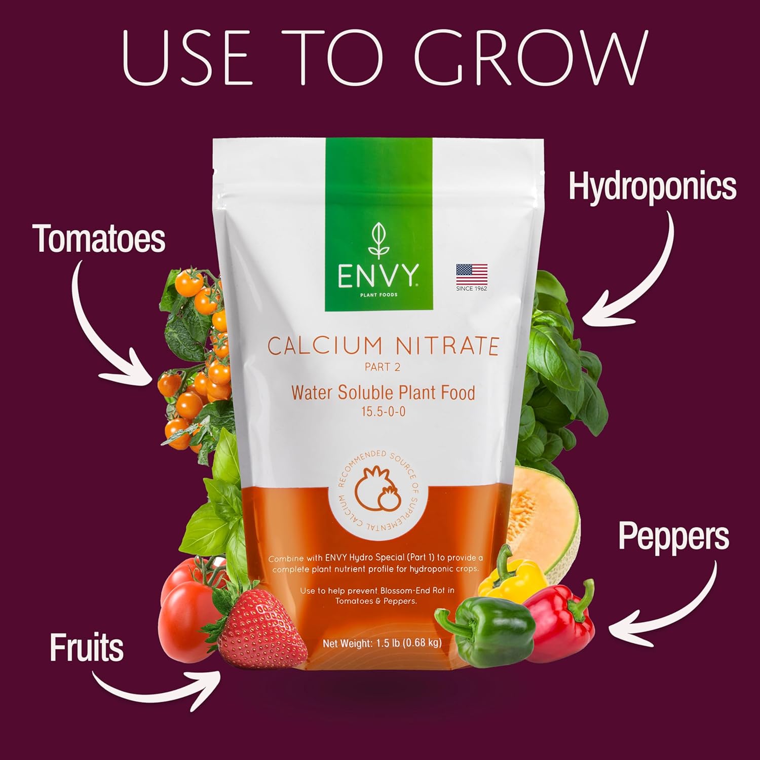 ENVY Solution Grade Calcium Nitrate (15-0-0) Prevents Blossom End-Rot from Calcium Deficiency in Tomatoes & Peppers (3.0 lb)