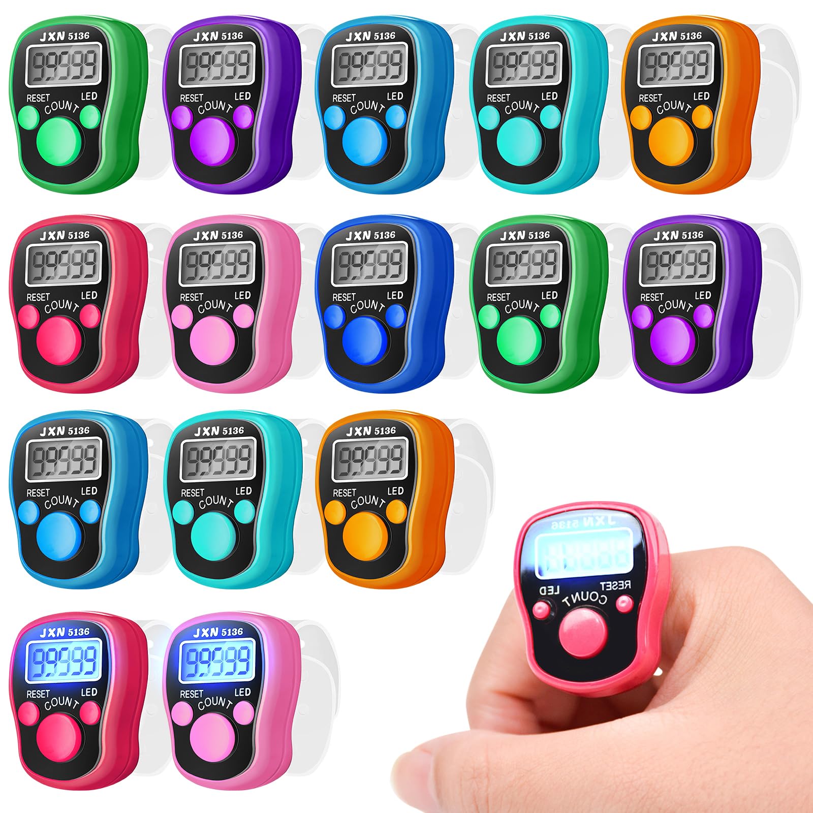 Mini Contador de Dedos LED Digital con Luz Nocturna Pantalla LCD para Golf
