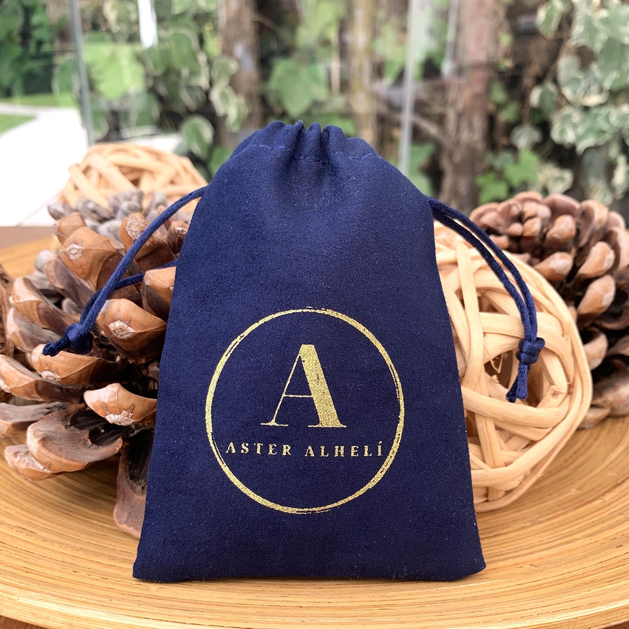 ASTER ALHELÍ Pendientes Aro Mujer Chapados en Oro con Piedra Natural Doble Aro Colgante