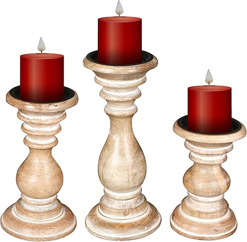 Miniatura 1 de The Wooden Town - pilares decorativos de madera para velas