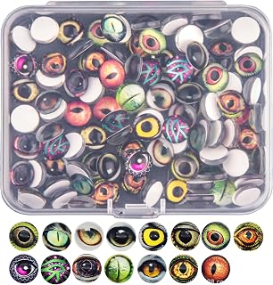 100 Pcs Doll Eyes 10mm Dragon Snake Eyes for Crafts Glass Cabochon Half Round Animal Eyes 50 Sets Mixed DIY Jewelry Making Halloween Decoration