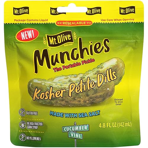 Mt. Olive Munchies Kosher Petite Dills en bolsas, 4.8 onzas (paquete de 6)